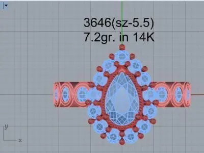 Pear Halo Ring 3646 3D print model