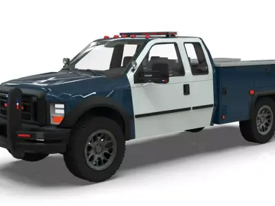 Lowpoly Police Truck Low-poly 3D model