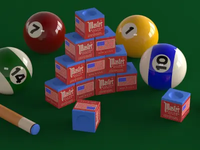 Billiard Table Scene Free 3D model