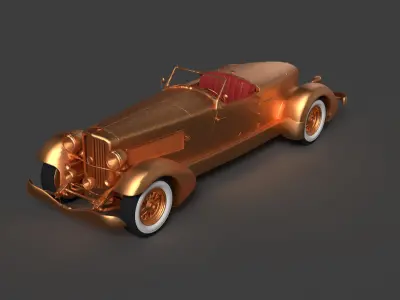 Golden vintage car   3D model by aceimagedesign-1