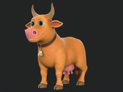 Cartoon Cow V4 Low-poly 3D model