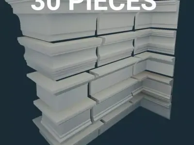  Ceiling Moldings 30 Pieces Low-poly 3D model