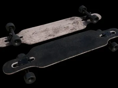 Used Long Board Low-poly 3D model