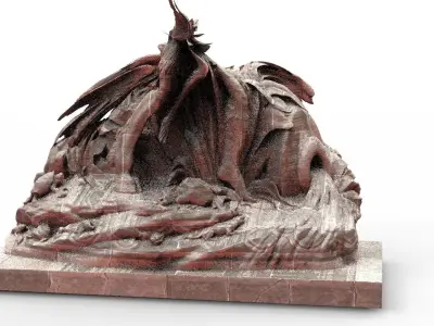 Dark Dragon Killgharrah  With abstract model stand 3D model