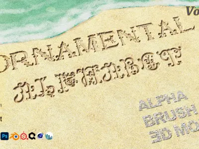 Ornamental Alphabet Brush Alpha and 3D Model Vol 11 3D model