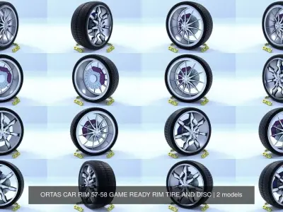 ORTAS CAR RIM 57-58 GAME READY RIM TIRE AND DISC 3D Model Pack