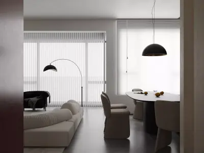 Modern living room dining room interior scenes 322 3D model