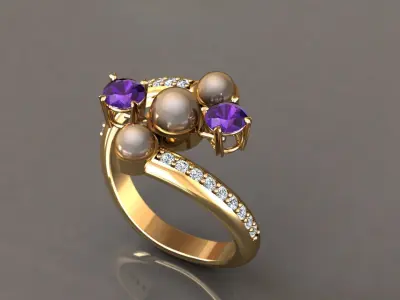 Pearl ring 3D print model get