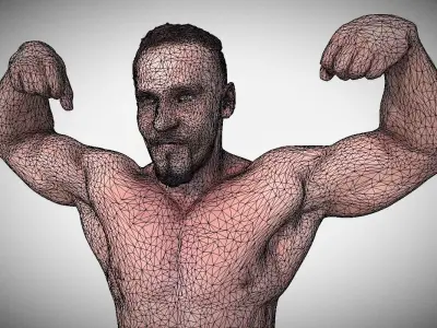 Bodybuilder male posing for camera Low-poly 3D model