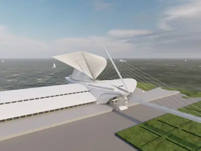 Milwaukee Art Museum model Revit 2021 and render by Lumion 11 3D model