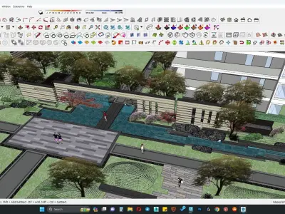 luxury shopping mall with balcony residential apartment 3D model