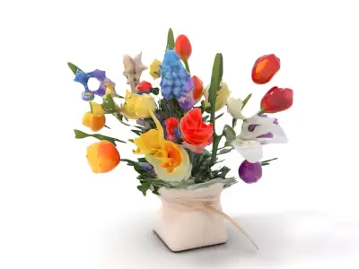 Vibrant Floral Bouquet model pack Low-poly 3D model