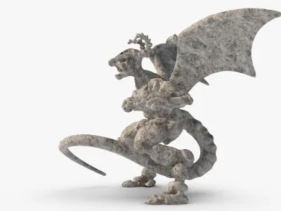 Gargoyl stone dragon Low-poly 3D model