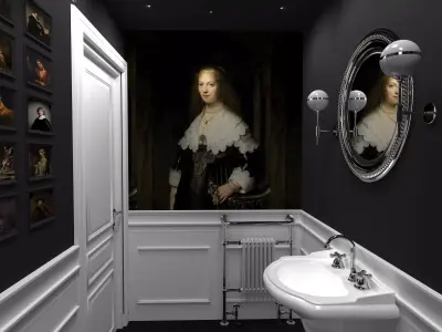 3D Bathroom Model with portrait of lady 3D model