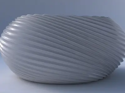 Bowl spheric squeezed wide with bent extruded lines 3 3D print model