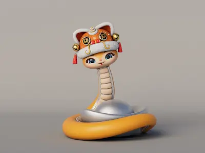 Rigged Cartoon Snake 3D model