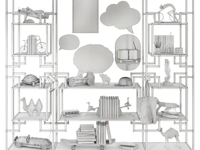 Kids bookshelf set 01 3D model