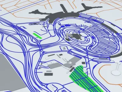 Newark Liberty EWR Airport Roads Buildings and Public Transport 3D model