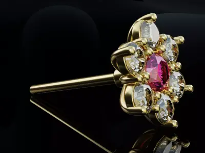 Earrings with diamonds and rubies set 3D model for 3D print 3D print model