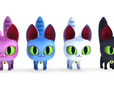 Cartoon Cat Low-poly 3D model 5