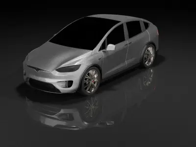 TESLA MODEL X silver Low-poly 3D model