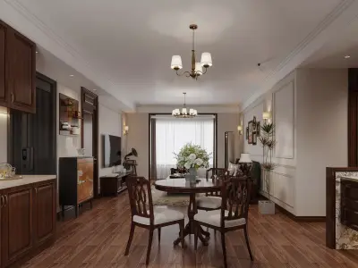 Luxury living room dining room interior scenes 19 3D model