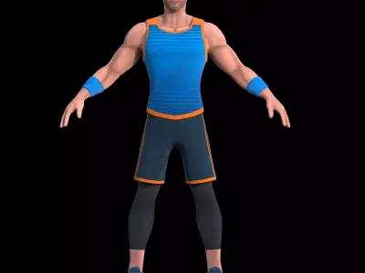 Rigged Stylized Male Athlete Game-Ready Low-Poly 3D Character Low-poly 3D model