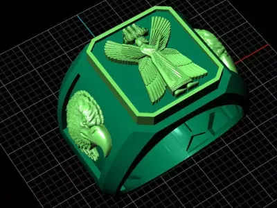 Luxury 5 piece Jesus Christ men ring 3D print model