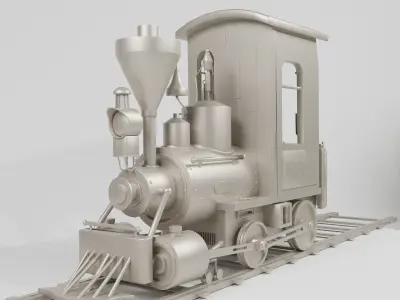 Train  old  Steam with working pistons- Low-poly 3D models  Low-poly 3D model
