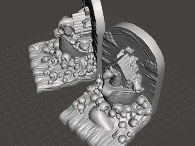 noah s ark bookends  giraffe and elephant 3D print model