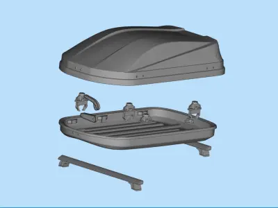 Rooftop Cargo Boxes Car roof rack with cargo box 3D print model