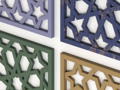 Arabic Islamic pattern wood decorative plaster 3D model 5