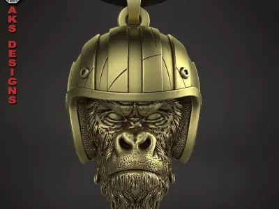 Pendant animal jewelry Biker gorilla 1  3D print model