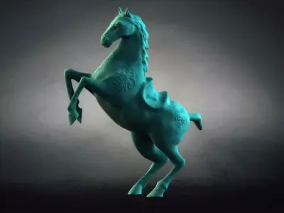 Statues stone carvings bronze   horse relics 3D model