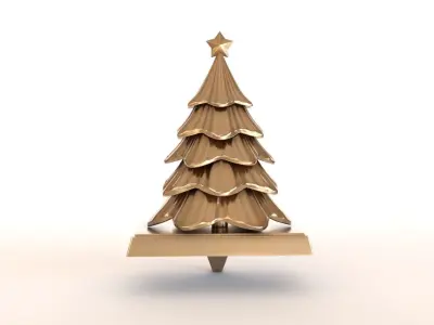 Pine Tree Shaped Christmas Stocking Hanger 3D model