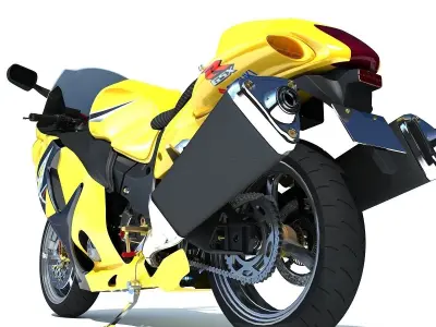 Yellow Suzuki Hayabusa Motorcycle 3D model