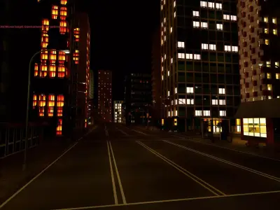 City Downtown Skyscraper Street - Night - Unreal - Lot 09 Low-poly 3D model