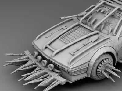 Sports car with spikes 3D print model