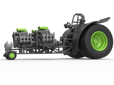 Pulling tractor 3 engines V8 Version 3 Scale 1 to 25 3D print model