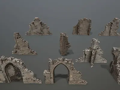 Ruin Gate Low-poly 3D model