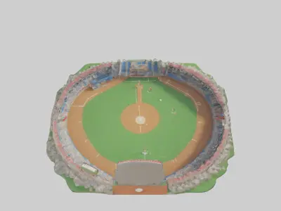 Cartoon Baseball Stadium model Low-poly 3D model