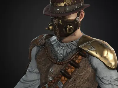  Steampunk rigged character Low-poly 3D model