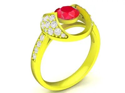 Elegant Round Gemstone Halo Ring for Women  4862 3D print model