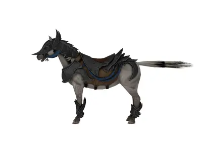 Armored Horse 3D Model  Game Ready and  Rigged Low-poly 3D model
