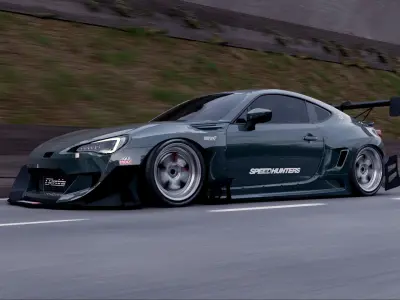 Realistic Car Road Scene 3D Blender File Textured 3D model