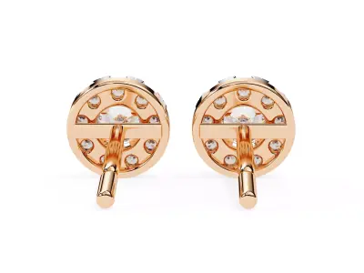 Halo Round Diamond Stud Earrings 3DM STL Luxury CAD Model 3D print model