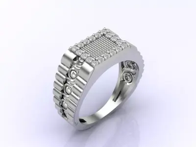 Print Ready STL 3DM  Gents Rings Diamond Men Ring  3D print model 47
