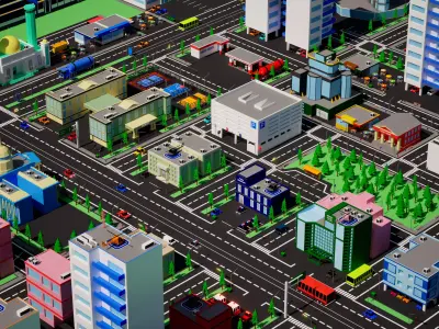 Low Poly City Low-poly 3D model