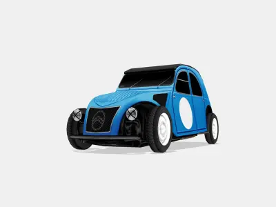Citroen 2CV A Racer Low-poly 3D model