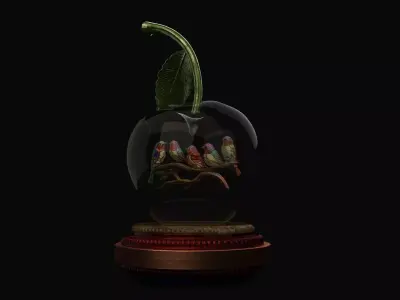 Cherry with Birds Figure  Low-poly 3D model